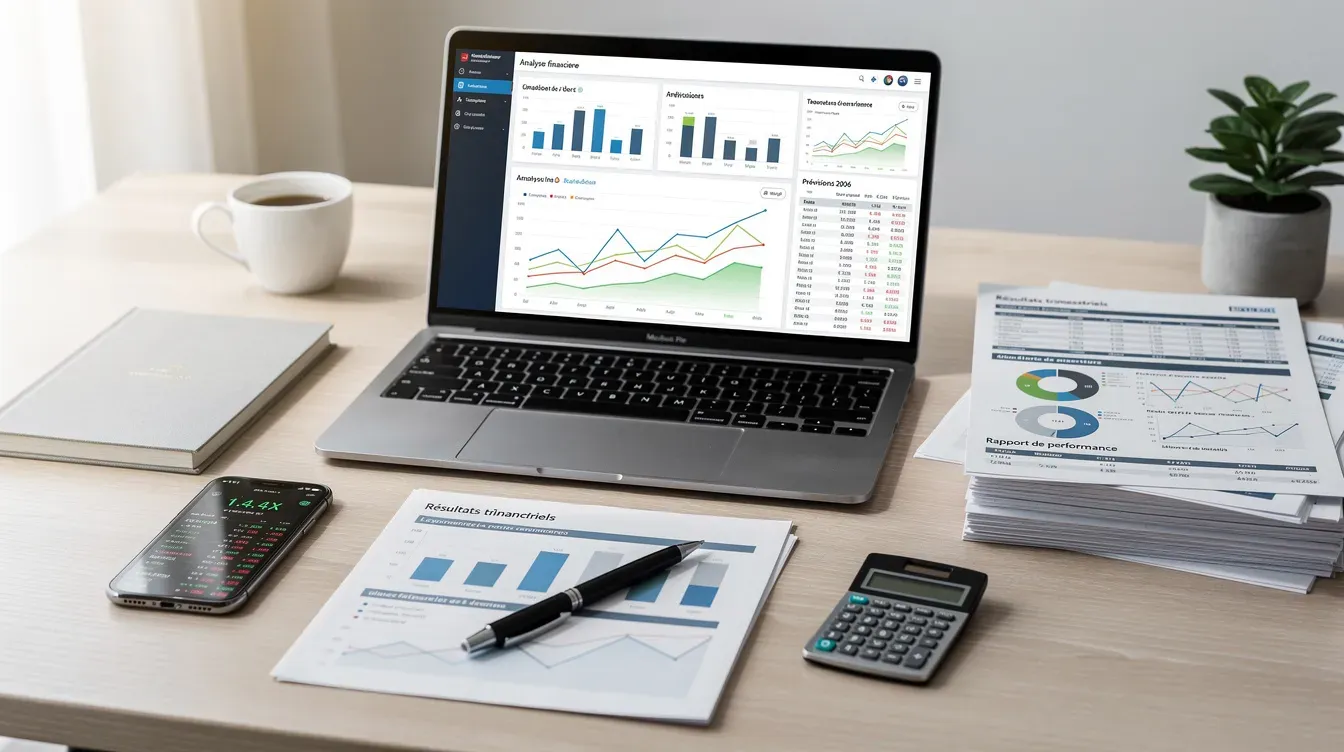 L'image montre des documents financiers soigneusement disposés sur un bureau, accompagnés de graphiques analytiques illustrant des données de transaction. Ces éléments évoquent l'importance de la facturation électronique et de l'e reporting pour les entreprises, notamment dans le cadre de la réforme de la facturation à venir.